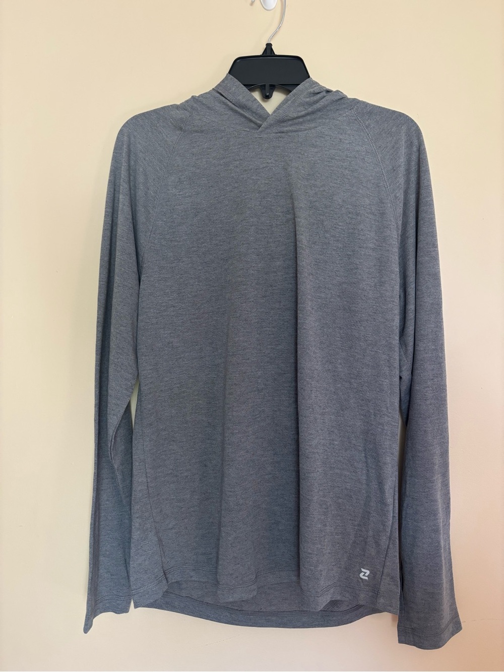 ZELOS Men's Heather Gray Lightweight Hooded Long-Sleeve Tee